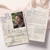 Celebrating Life Lavander Butterfly Photo Funeral Programmakaart