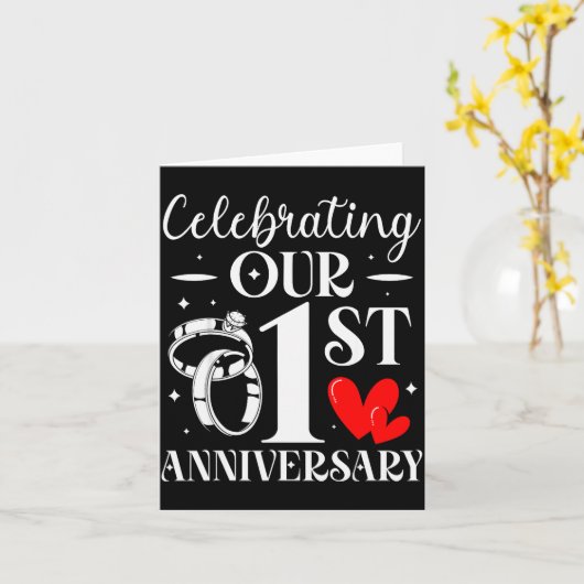 Celebrating Our 1st Wedding Anniversary 1 Year Of  Kaart (Gele Bloem)