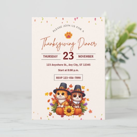 CELEBRATING THANKSGIVING WITH ADORABLE KITTENS KAART (Staand voorkant)