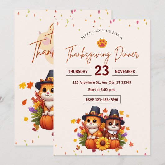 CELEBRATING THANKSGIVING WITH ADORABLE KITTENS KAART (Voorkant / Achterkant)