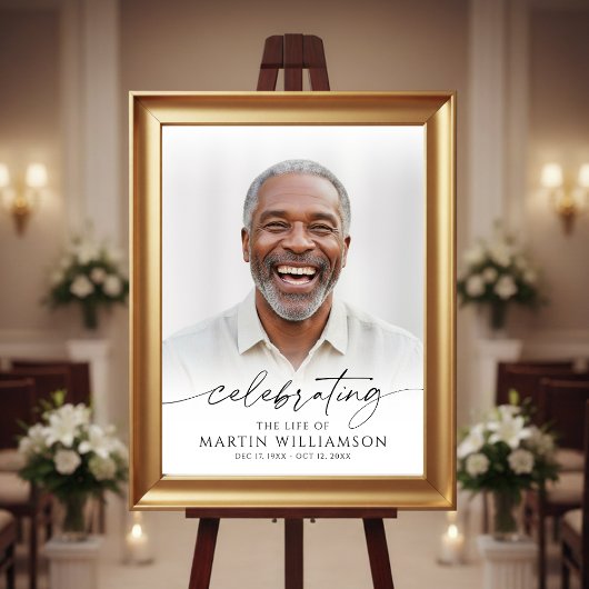 Celebrating the Life of Name Photo Script Memorial Poster