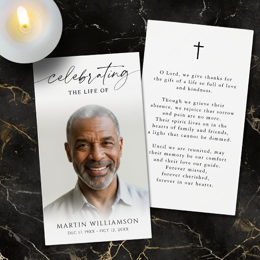 Celebrating the Life of Photo Cross Prayer Card Visitekaartje