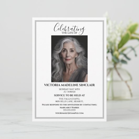 Celebrating the life of Photo Funeral Invitation Kaart (Staand voorkant)