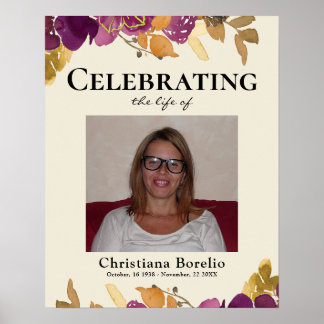 Celebrating the life Photo Floral Woman Funeral Poster