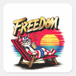 Celebrating US Independence Day Vierkante Sticker