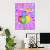 Celebration Balloons Illustration Poster (Thuiskantoor)