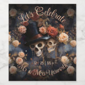 Celebration Blush Rozen Gotische bruiloft Favor Ta Wijn Etiket (Enkel label)