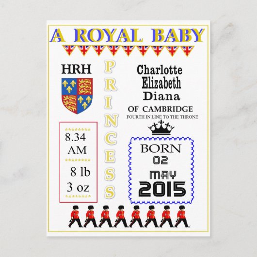 Celebration Cards Royal Princess Charlotte Briefkaart (Voorkant)