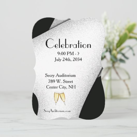 Celebration Champagne Glass Invitation Kaart (Staand voorkant)