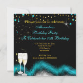 Celebration Champagne Party Blauwgroen Blue High H Kaart (Achterkant)