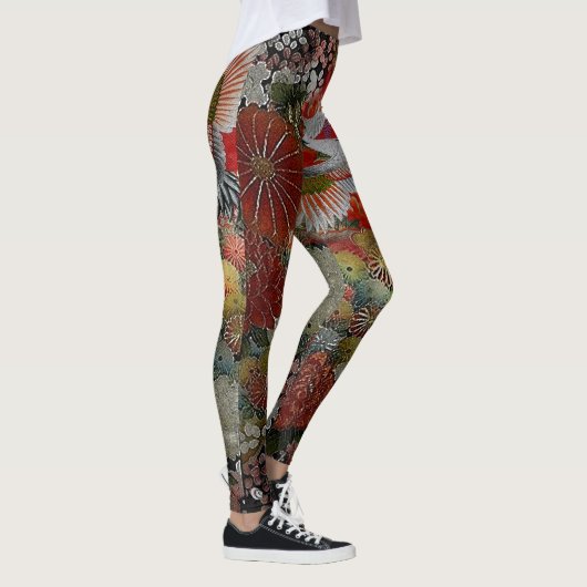 Celebration Crane Floral Silk Leggings (Rechts)