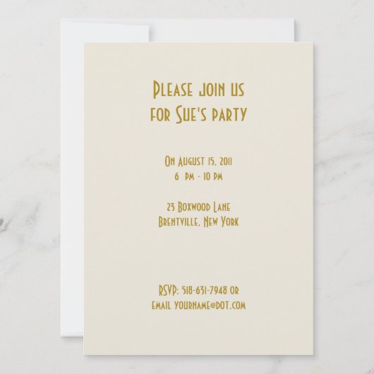 Celebration deco flapper party-uitnodiging kaart (Achterkant)