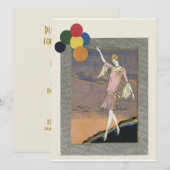 Celebration deco flapper party-uitnodiging kaart (Voorkant / Achterkant)