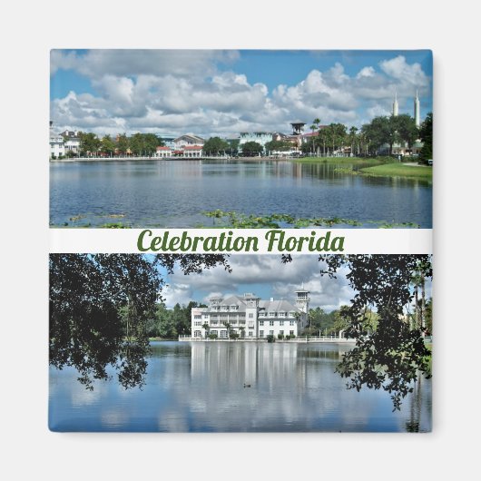 Celebration Florida Square Magnet 2 Photos (Voorkant)