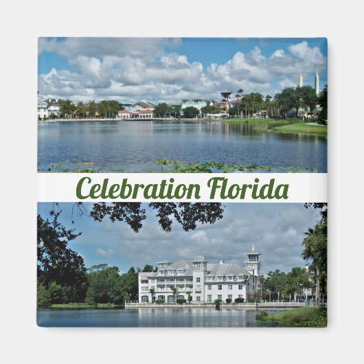 Celebration Florida Square Magnet 2 Photos (Voorkant)