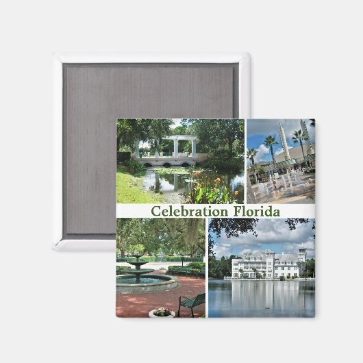 Celebration Florida Square Magnet 4 Afbeeldingen (Voorkant / Achterkant)