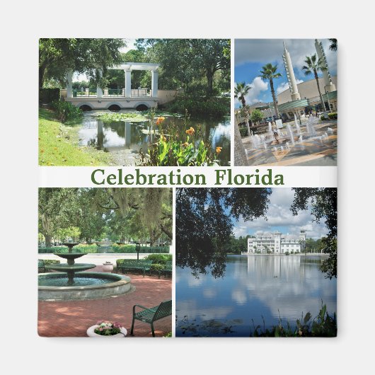 Celebration Florida Square Magnet 4 Afbeeldingen (Voorkant)