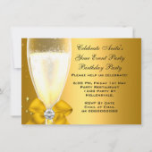 CELEBRATION Glitter Gold Silver Champagne Party Kaart (Achterkant)