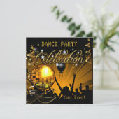 Celebration Gold Dance Party Disco Ball Event Kaart (Staand voorkant)