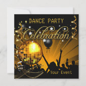 Celebration Gold Dance Party Disco Ball Event Kaart (Voorkant)