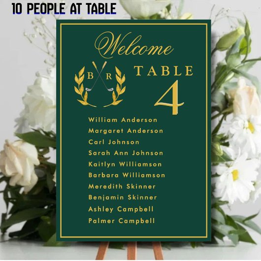 Celebration Golf Wedding Seating 10 Guest Names Kaart