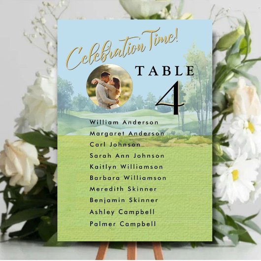Celebration Golf Wedding Seating 10 Guest Names Kaart