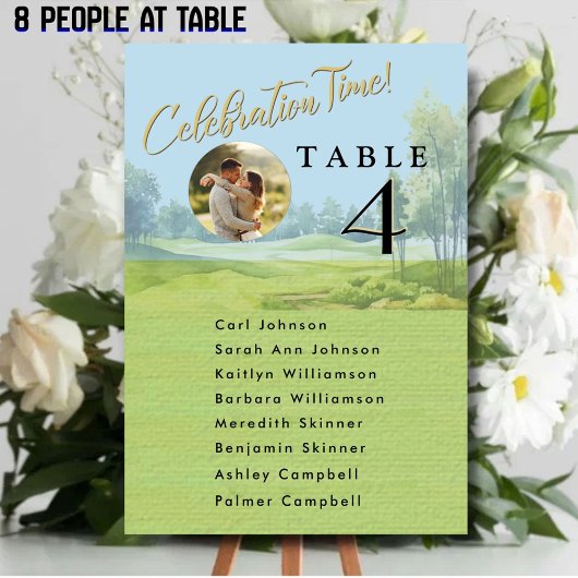 Celebration Golf Wedding Seating 8 Guest Names Kaart