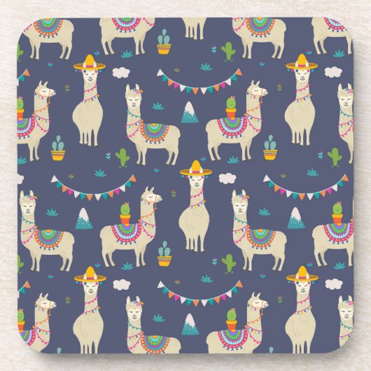 Celebration Llama Pattern Bier Onderzetter (Voorkant)