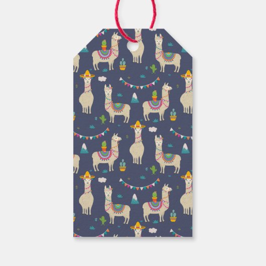 Celebration Llama Pattern Cadeaulabel (Achterkant)