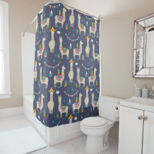 Celebration Llama Pattern Douchegordijn