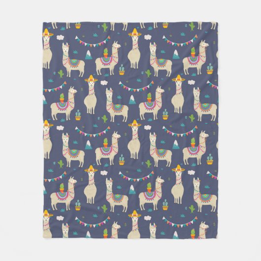 Celebration Llama Pattern Fleece Deken (Voorkant)