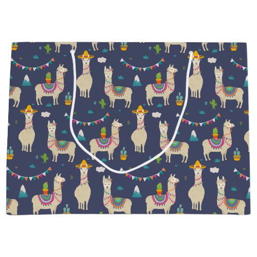 Celebration Llama Pattern Groot Cadeauzakje (Voorkant)