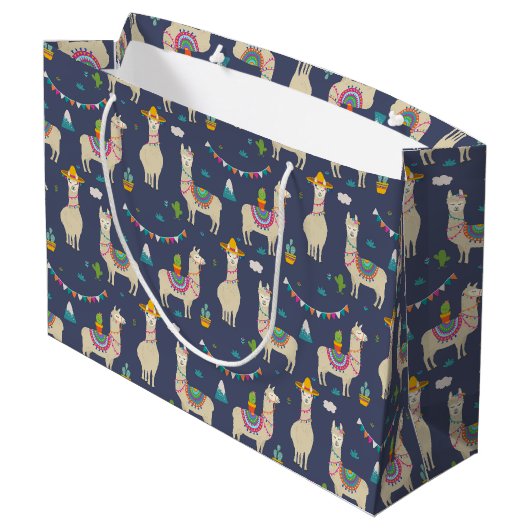 Celebration Llama Pattern Groot Cadeauzakje (Achterkant Gekanteld)