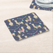 Celebration Llama Pattern Kartonnen Onderzetters (Schuin)