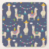 Celebration Llama Pattern Kartonnen Onderzetters (Voorkant)