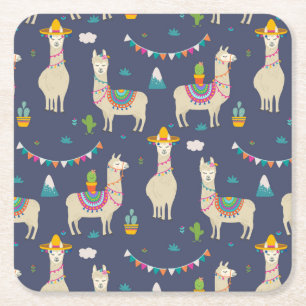Celebration Llama Pattern Kartonnen Onderzetters