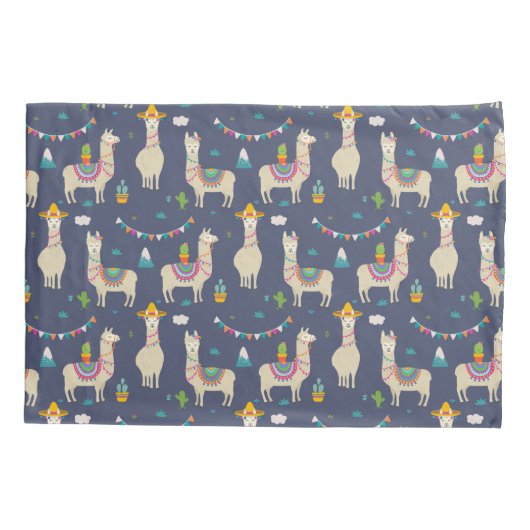 Celebration Llama Pattern Kussensloop (Achterkant-Links)