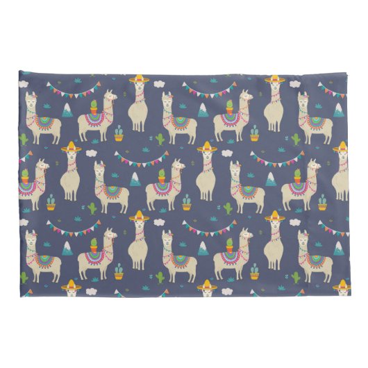 Celebration Llama Pattern Kussensloop (Achterkant-Rechts)