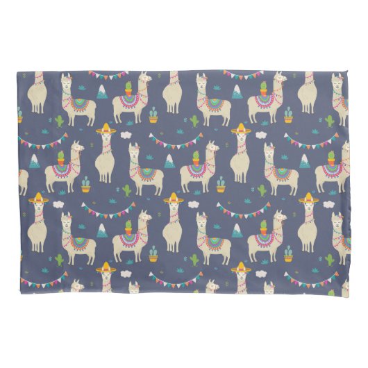 Celebration Llama Pattern Kussensloop (Voorkant-Links)