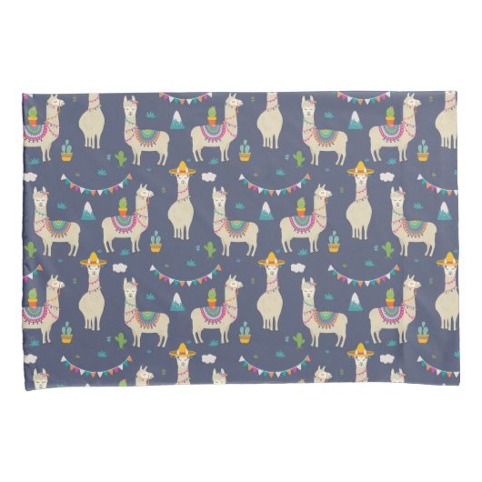 Celebration Llama Pattern Kussensloop (Voorkant-Rechts)