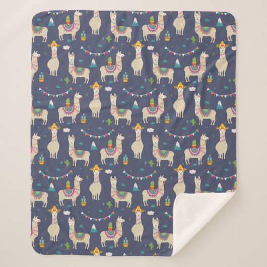 Celebration Llama Pattern Sherpa Deken (Voorkant)