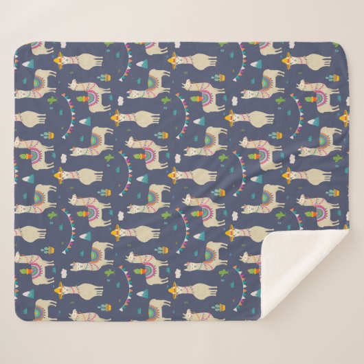 Celebration Llama Pattern Sherpa Deken (Voorkant (horizontaal))