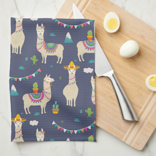 Celebration Llama Pattern Theedoek (Quarter Fold)