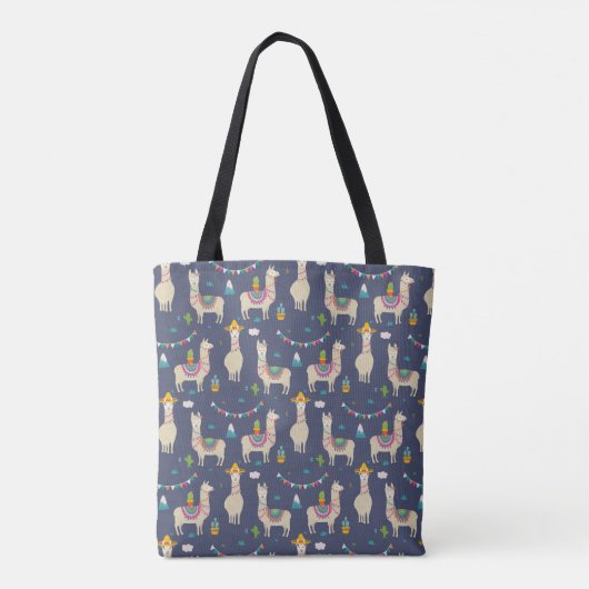 Celebration Llama Pattern Tote Bag (Achterkant)