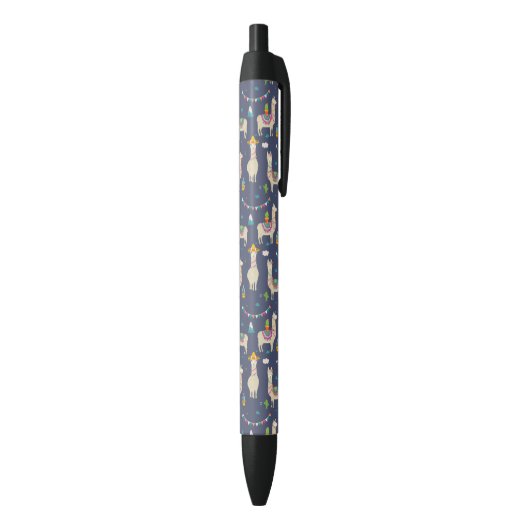 Celebration Llama Pattern Zwarte Inkt Pen (Achterkant (Verticaal))
