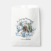 Celebration Of Life 1 Photo Funeral Blue Floral Bedankzakje (Voorkant)