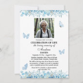 Celebration Of Life 1 Photo Funeral Blue Floral Kaart (Voorkant)