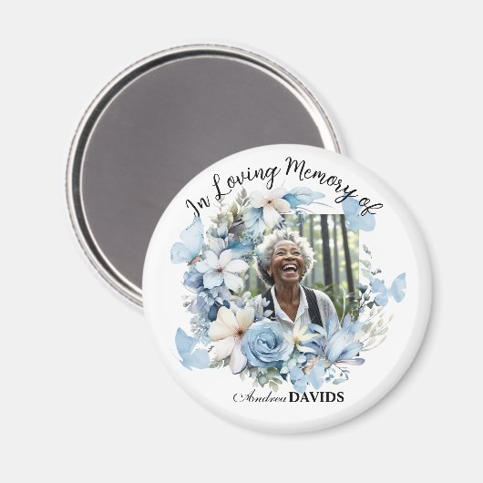 Celebration Of Life 1 Photo Garland Blue Floral  Magneet (Voorkant / Achterkant)