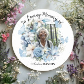 Celebration Of Life 1 Photo Garland Blue Floral  Ronde Sticker