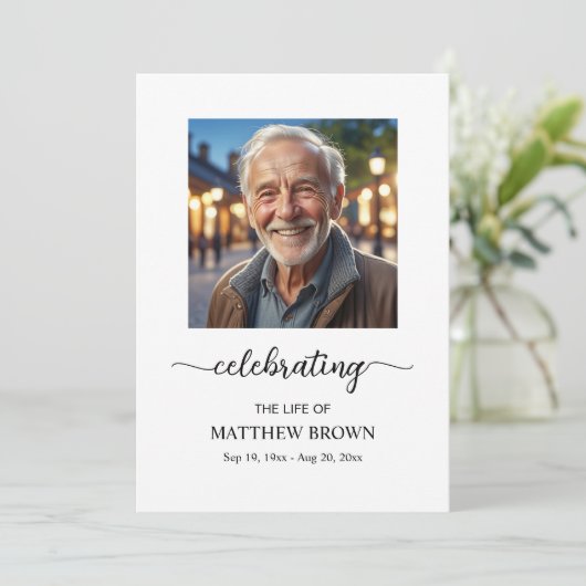 Celebration of Life 1 Photo Memorial Funeral Programmakaart (Staand voorkant)